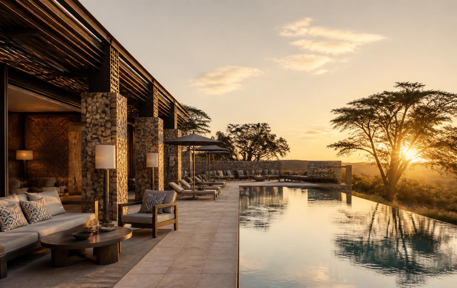 BIFTU Hotel & Resort terrace and pool at golden hour